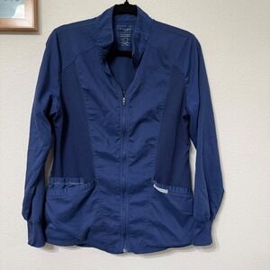 Cherokee Workwear Revolution Navy Blue Full Zip Scrub Jacket WW311 Womens Medium